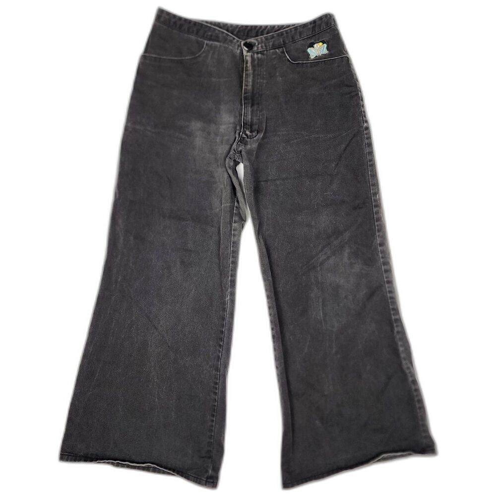 Buggirl RARE Y2K Rave 90s Wide Leg Black Jeans Size M